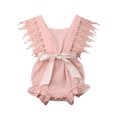 thumbnail image 2 of FOCUSNORM Infant New Born Girls Pure Romper with Ruffled Sleeves Big Bow, 2 of 8