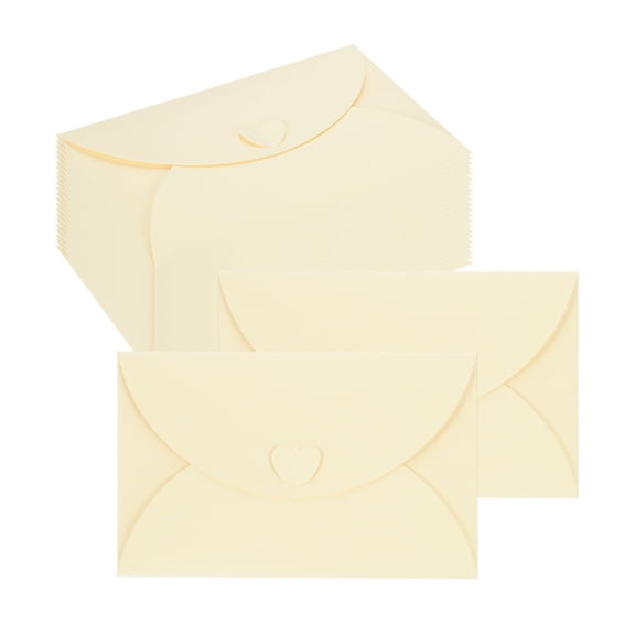 Uxcell Mini Card Envelopes, Cute Cards Holder with Heart Clasp for Birthday Weddings Favors Business Greeting Cards Gray Yellow