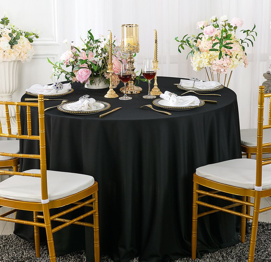 Wedding Linens Inc Whole Scuba, Black Round Tablecloths In Bulk
