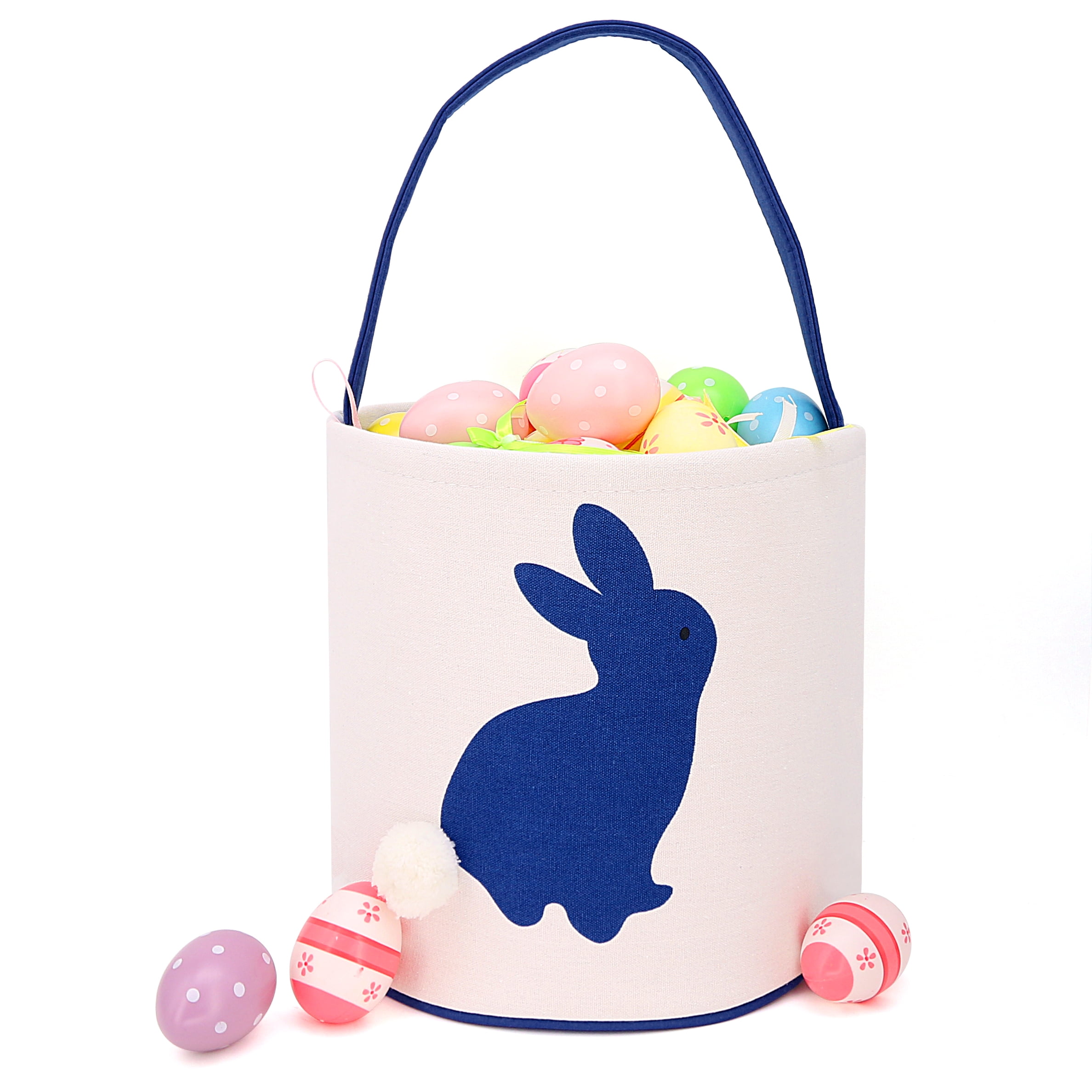 Easter Bunny Ears Basket Canvas Bags Buckets Tote Stuffers Egg Hunt for