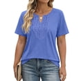 thumbnail image 3 of Fantaslook Lace Plus Size Tops for Women V Neck Short Sleeve Blouses Summer Tunic Shirts, 3 of 11