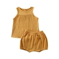 thumbnail image 1 of ITFABS Bébé Fille Garçon Coton Lin Débardeurs Sans Manches + Mini Ensemble Short, 1 of 7