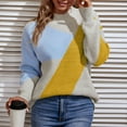 thumbnail image 2 of Odeerbi Sweaters For Women Fall Winter Sweater 2025 Casual Trendy Color Matching Pullover Long Sleeve Round Neck Yellow, 2 of 7