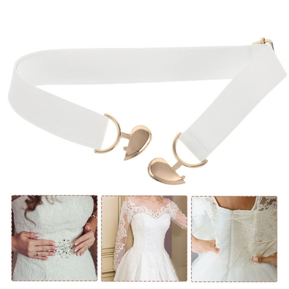 ELAYARD White Elastic Adjustable Belt for Women, No Buckle, Comfortable Seamless Waistband Accessory, Fits 70-100 cm