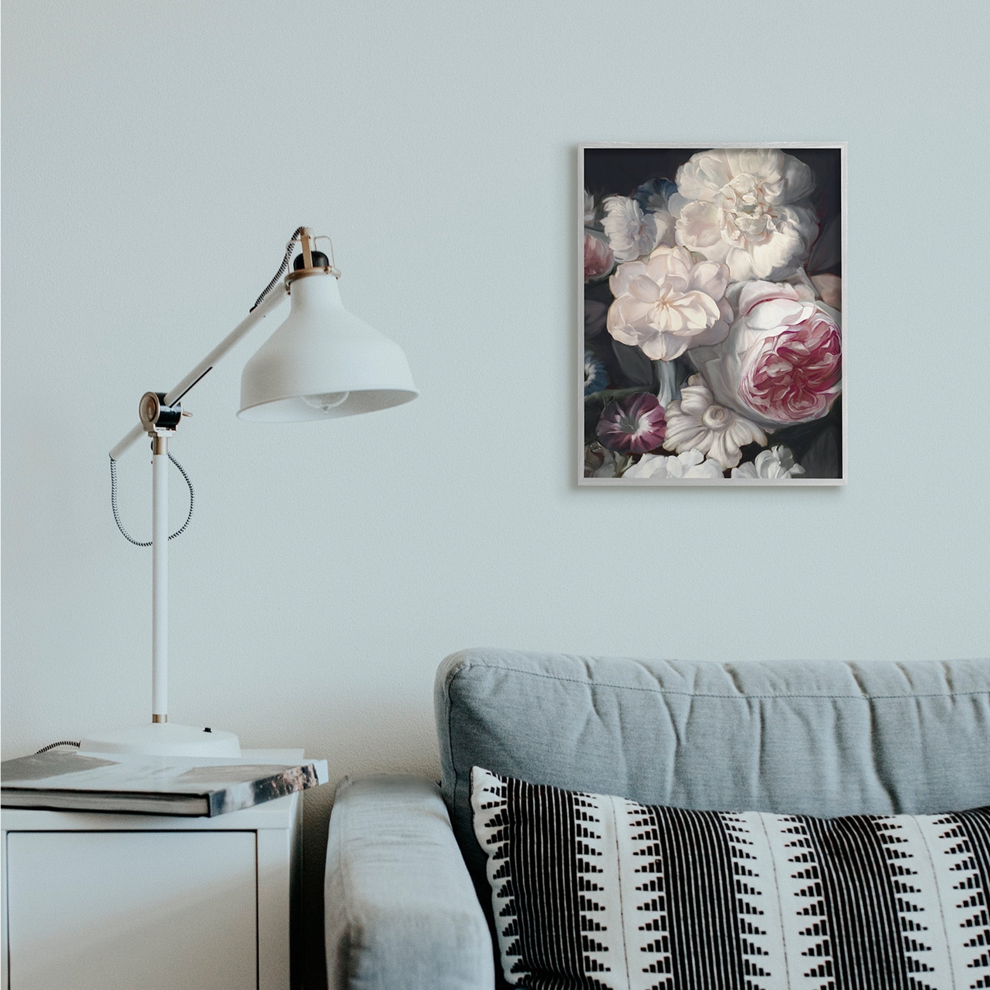 Stupell Industries Blushing Floral Petals Enchanting Pink White Flowers Gray Framed by Ziwei Li