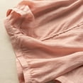 thumbnail image 7 of BRGZLK Cotton Linen Shirts For Women Plus Size Loose Round Neck Short Sleeve Blouse Summer Thin Breathable Button Down Top Pink XXXL, 7 of 7
