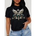thumbnail image 1 of Women'S Faith-Inspired Cotton T-Shirt - "Child of God" Graphic Tee with Angel , Crew Neck, Short Sleeve, Casual Knit Fabric Top for All Seasons, 1 of 7