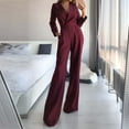 thumbnail image 2 of Lilgiuy Jumpsuits For Women Sleeveless Pocket Solid Color Loose Straight Pants Fashion Romper Pants Wine 8(L) Winter Clothes for 2022, 2 of 5
