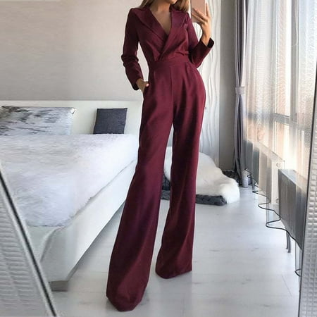 

Dasayo Wine Women Jumpsuit Jumpsuits for Women Sleeveless Pocket Solid Color Loose Straight Pants Fashion Romper Pants