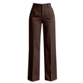 thumbnail image 3 of Outfmvch Women Office Work Wide Leg Striped Trousers High Waist Vertical Pinstripe Print Stretchy Flowy Dress Slacks with Hand Pockets Breathable Elegant Daily Business Casual Bottoms Brown S, 3 of 3