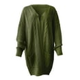 thumbnail image 4 of VISALY Long Cardigans Chunky Cardigan Sweaters Women's Long Sleeve Ribbed Knit Cardigan Open Front Casual Fall Sweaters with Pockets Trendy Sweaters Beach Cardigan Green Xxl, 4 of 8