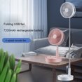 thumbnail image 2 of Rechargeable USB Table Fan 7200mAh Portable Mini Stand Fan Cooling Small Foldable Fan for Desk Home Office Bedroom, 2 of 9