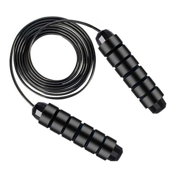 Jump Rope Adjustable Steel Jump Rope Workout with Foam Handles for Fitness, Home Exercise & Slim Body - All black