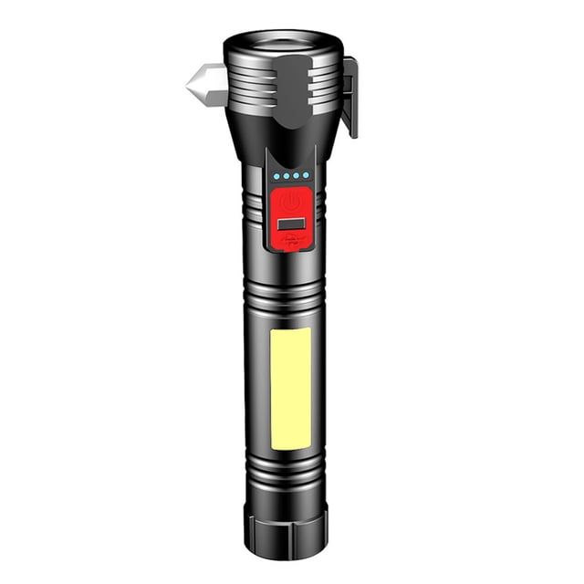 Birdeem Outdoor Multifunctional Fire Torch, Usb Plug-In Torch with Fire Cutters and Fire Hammer, Torch with Side Light, 3-Mode Light