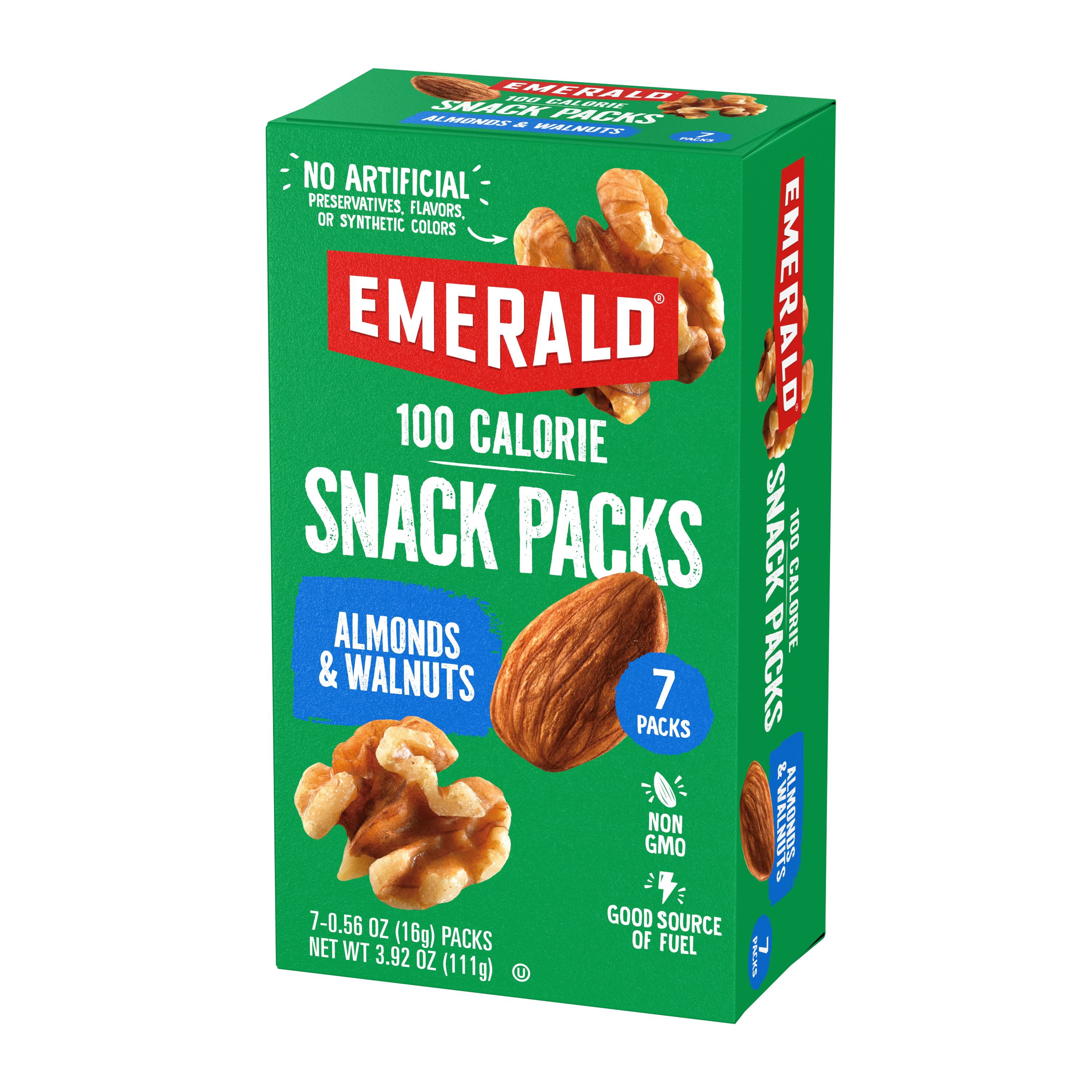 Emerald Nuts, Natural Walnuts & Almonds, 100 Calorie Packs, 7 Ct, 3.92 oz (Pack of 2)