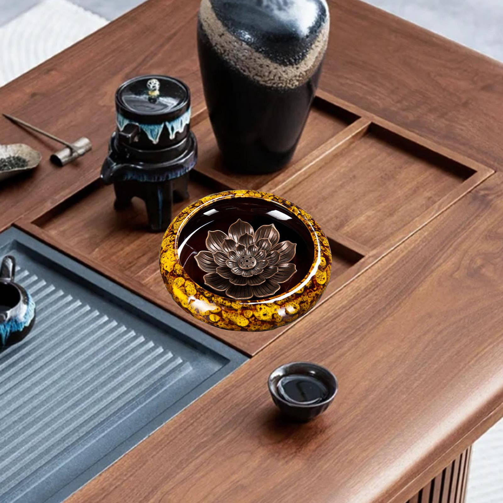 WLPZXP Incense Holder for Sticks Lotus Incense Holder Convenient Elegant Incense Burner Yellow