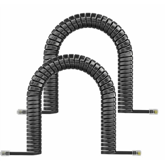 6.5FT Pure-Copper Telephone Cord - RJ9 4P4C Landline Handset Cord Cable,6.5FT Coiled Handset Replacement Cable for Office/Home Phones, Stretchable Spiral Design, Universally Compatible (2, Black)
