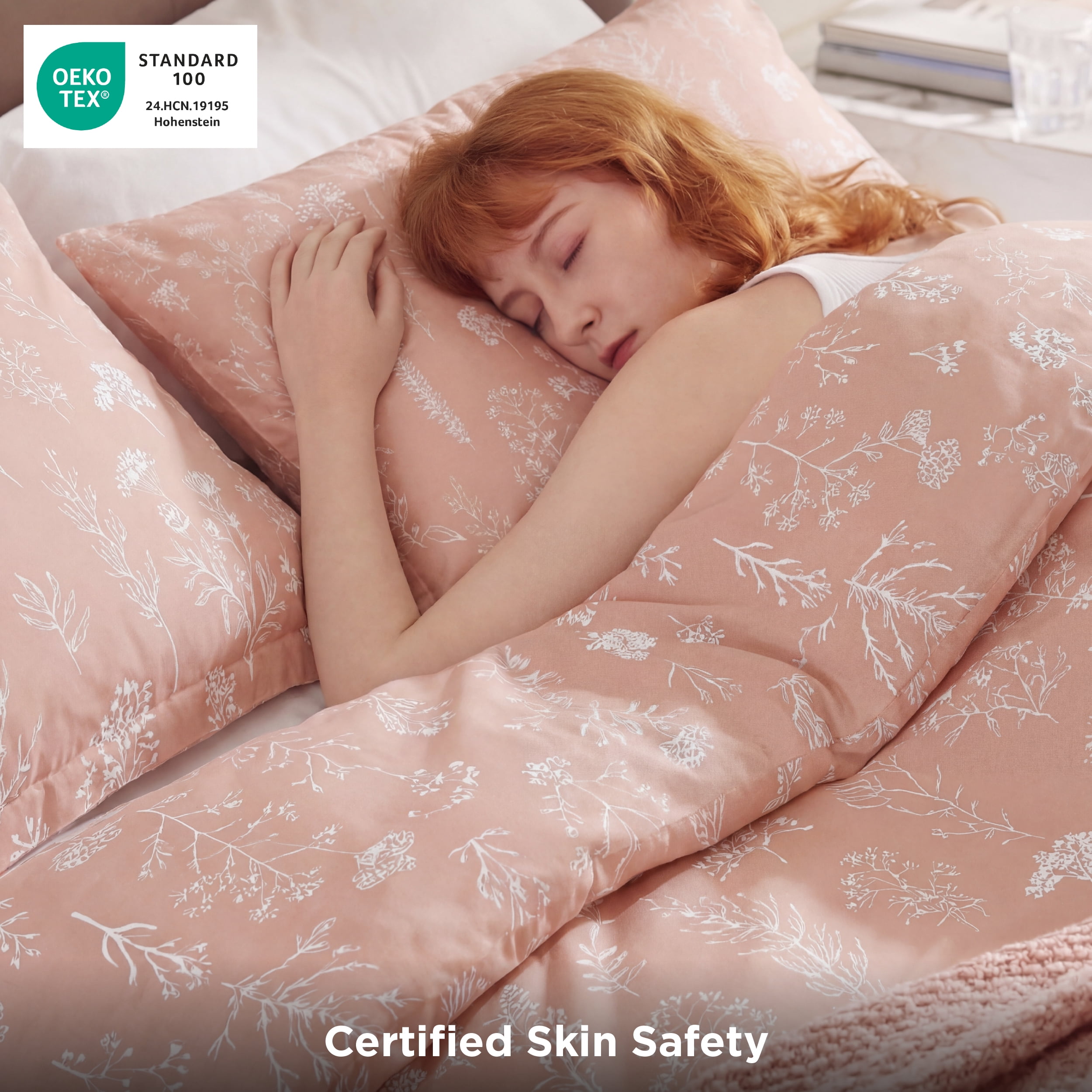 U by Bedsure 3 Pieces Dusty Rose Floral Comforter Sets, 1 Soft Reversible Botanical Flowers Comforter and 2 Pillow Shams, Queen Size