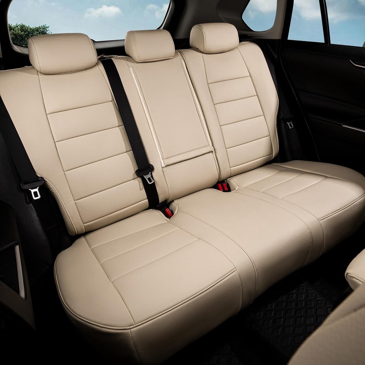 coverdream Rav4 Seat Covers Custom Fit for 2026 Toyota Rav4 Hybrid (SE,XSE) & PHEV GR Sport SUV,Waterproof Faux Leather(Full Set,Beige)