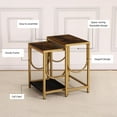 thumbnail image 2 of CuisinSmart Indoor Industrial Rustic/Lodge Wood and Metal End Table, Gold (Set of 2), 2 of 8