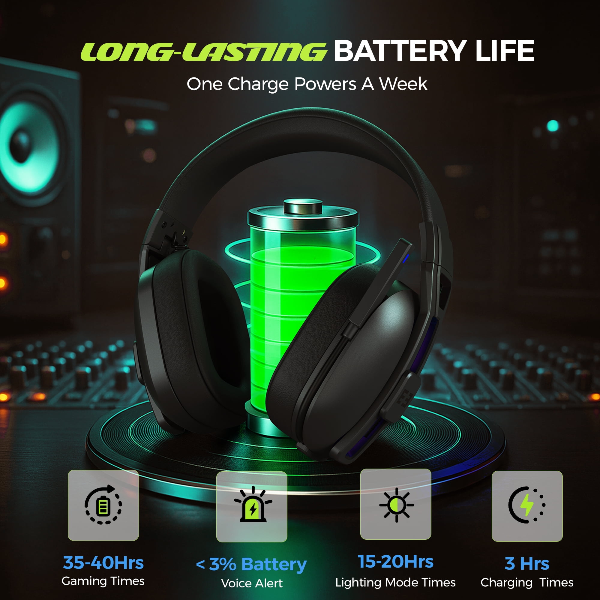 Seenda Wireless Gaming Headset for PC PS4 PS5, 2.4G USB Gamer Headphones with Embeddable Microphone