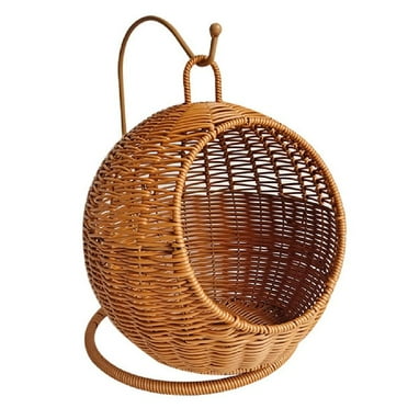 Tizuqe Pet Basket Bed for Cats Synthetic Rattan Weave Sleep Bed Hammock Bed for Cats