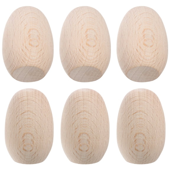 6pcs Unfinished Wooden Eggs for Home Decoration Wood Craft Supplies Simulation Fake Eggs