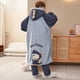 thumbnail image 3 of Bata de ducha larga para hombre de talla grande 5XL + pantalones de pijama de felpa de dinosaurio de dibujos animados, conjuntos de albornoz cálidos con capucha de franela gruesa para invierno, 3 of 5
