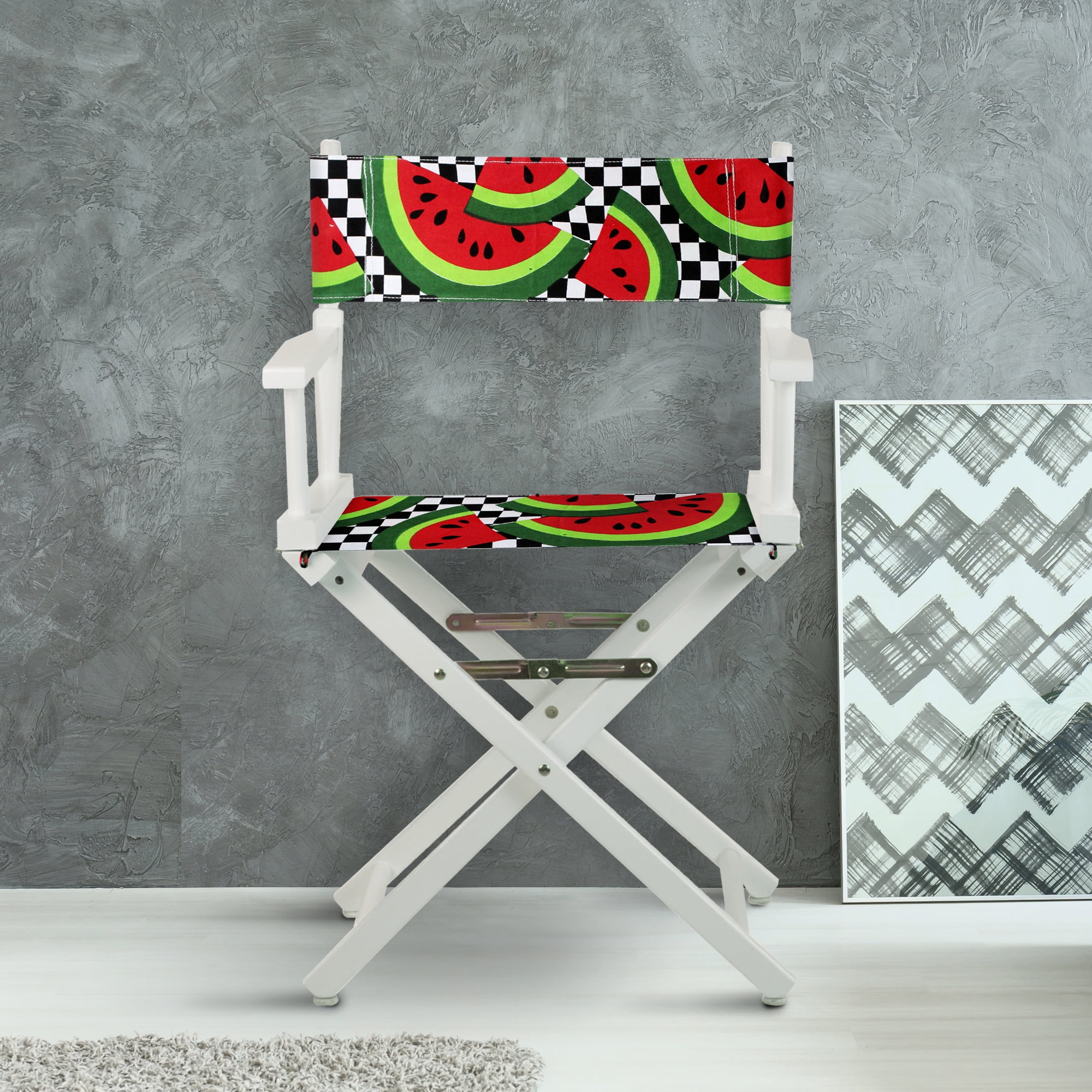 18" Director's Chair White Frame-Watermelon Slices