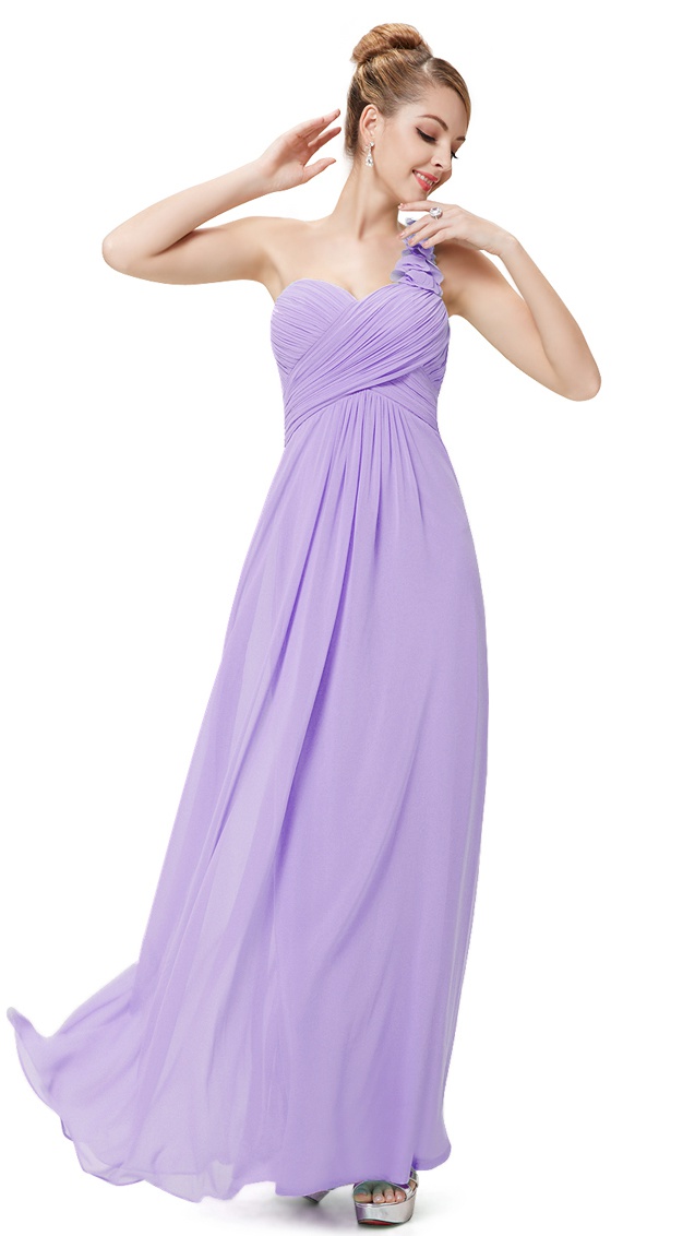 lavender one shoulder dress