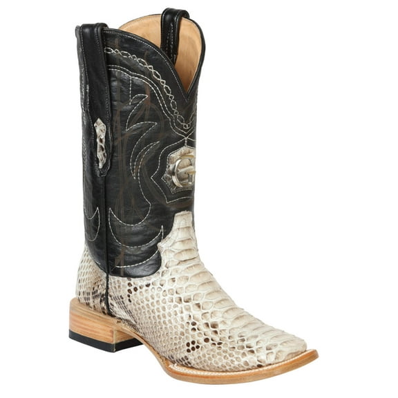 El General Men's Exotic Python Leather Cowboy Boots - Natural 45501