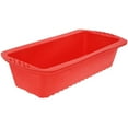 4Piece Red Silicone Bakeware Set with Square Brownie Pan, Bread Loaf, Round Cake and Pie Pans