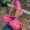 thumbnail image 3 of Unisex Classic Perforated Clogs Arch Support Sandals Garden Shoes Lightweight Slip on Sneakers for Garden Beach Quick Drying Washable Slides Hot Pink Size 6.5, 3 of 5
