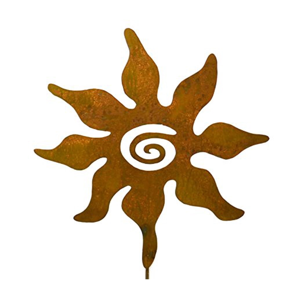 17" 8 Point Spiral Sun Decorative Metal Garden Stake, Whimsical Yard
