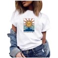 thumbnail image 2 of Puntoco Moda Mujer Casual Luna Sol Letra Estampado Sin Mangas O-Cuello Camiseta Blusa Puntoco Puntoco-8048, 2 of 9