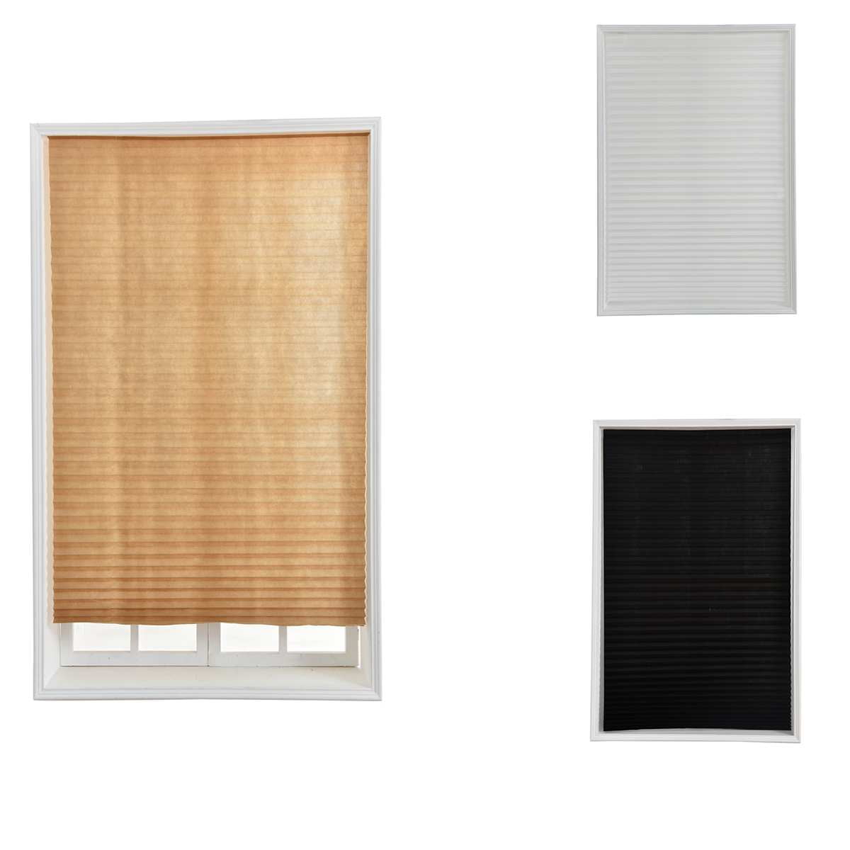 SelfAdhesive Pleated Blinds Half Blackout Windows Curtains Office