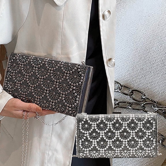 Fashion Pearl Clutch Purse Elegant Evening Bag Women Girls Party Accessory Cosmetic Makeup Travel Organizer
