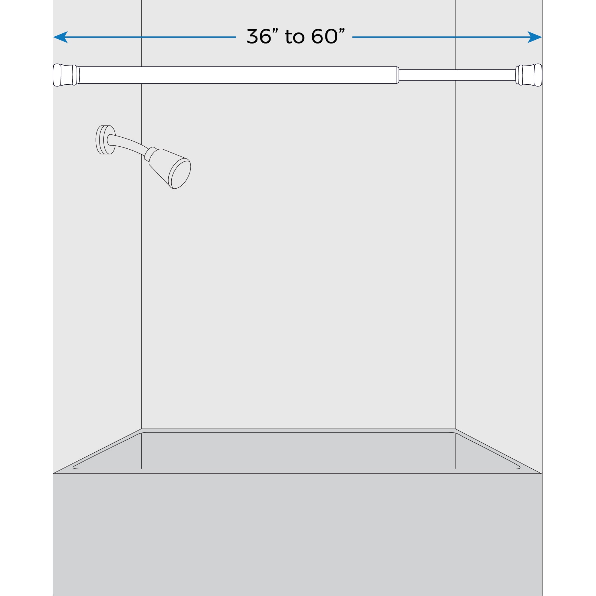 Mainstays Easy-Hang Adjustable 60" Shower Curtain Tension Rod White, 1 Each