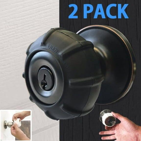 Enjoy Cover Silicone Door Knob Grips, Durable, Black, 2 Piece, 2 Pack