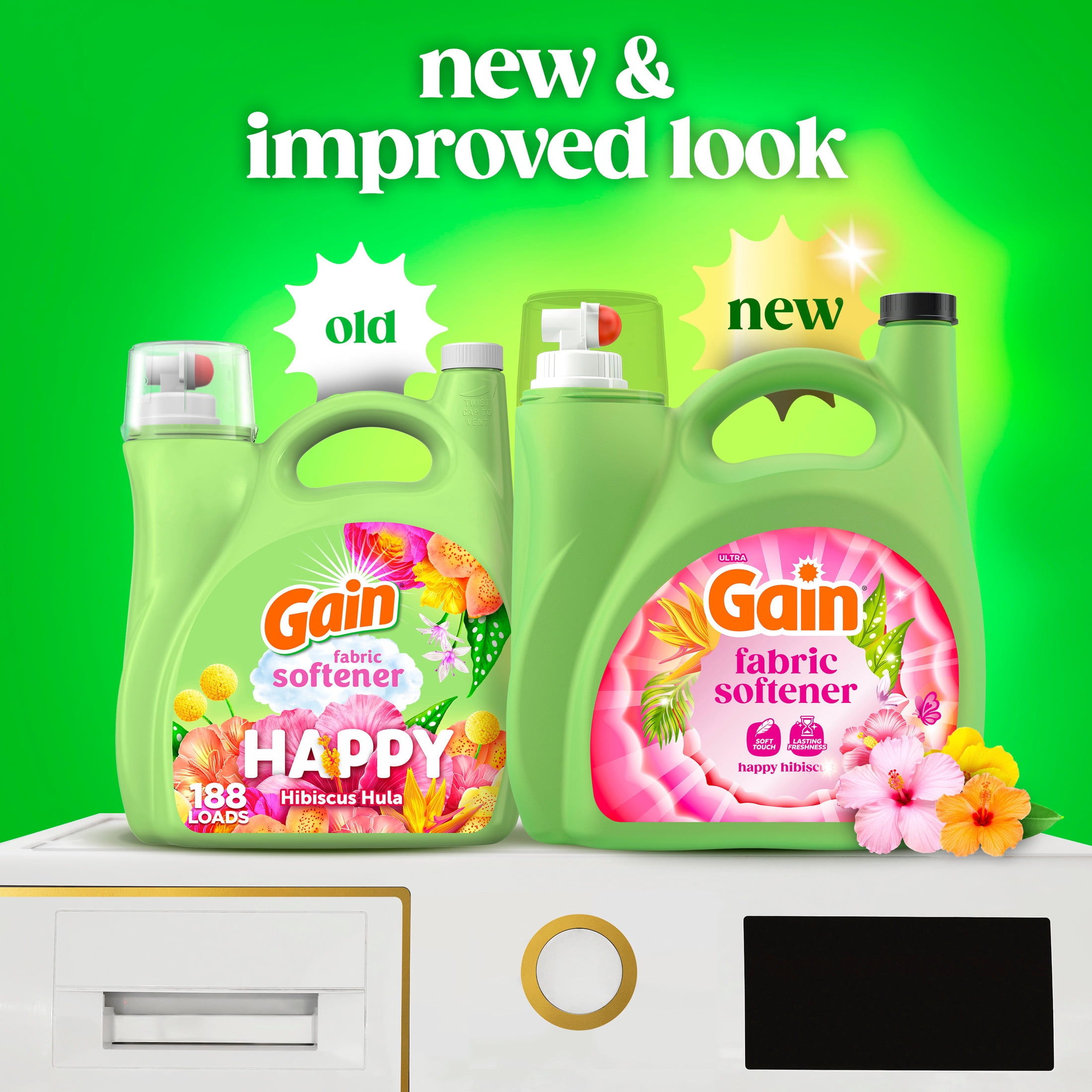Gain Liquid Laundry Fabric Softener, Happy Hibiscus Scent, 140 fl oz