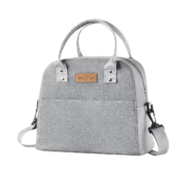 Matsuzay Bolsa de almuerzo aislada para multiusos de gran capacidad, ampliamente utilizada en varios lugares, bolsa de almuerzo térmica Mostrada Con Correa+Gris