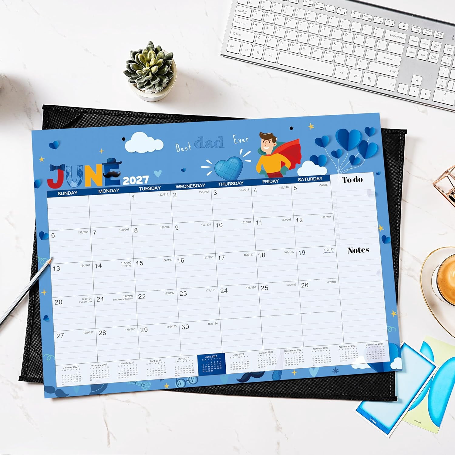2026-2027 Desk Calendar - Large Desk Calendar 2026-2027, Jul.2026 - Dec.2027, 22" x 17", 18 Months Calendar with Corner Protectors + Large Ruled Blocks, To-do & Notes, 12 Different Themes