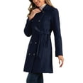 thumbnail image 4 of INSPIRE CHIC Pea Coat for Women's Peter Pan Collar Double Breasted Slant Pocket Button Down  Belted Winter Coats XS Dark Blue, 4 of 6