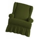 thumbnail image 4 of Funda protectora para sillón orejero monocromático de seersucker con volantes Verde, 4 of 7