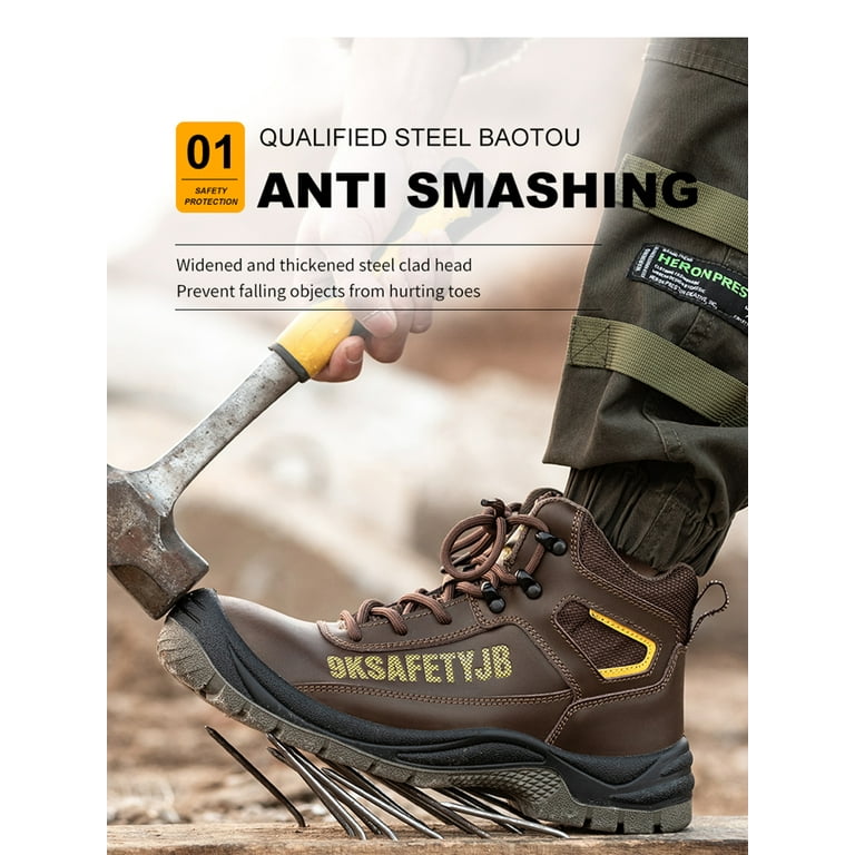 Men s Waterproof Steel Toe Work Boots Anti pierce Leather Safety Shoes Lightweight Nonslip Construction Sneakers Industrial Outdoor Shoes