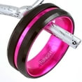 thumbnail image 6 of Tungsten Carbide Rings for Men Wedding Bands for Him 6mm Black Pink Line Stripe, 6 of 7
