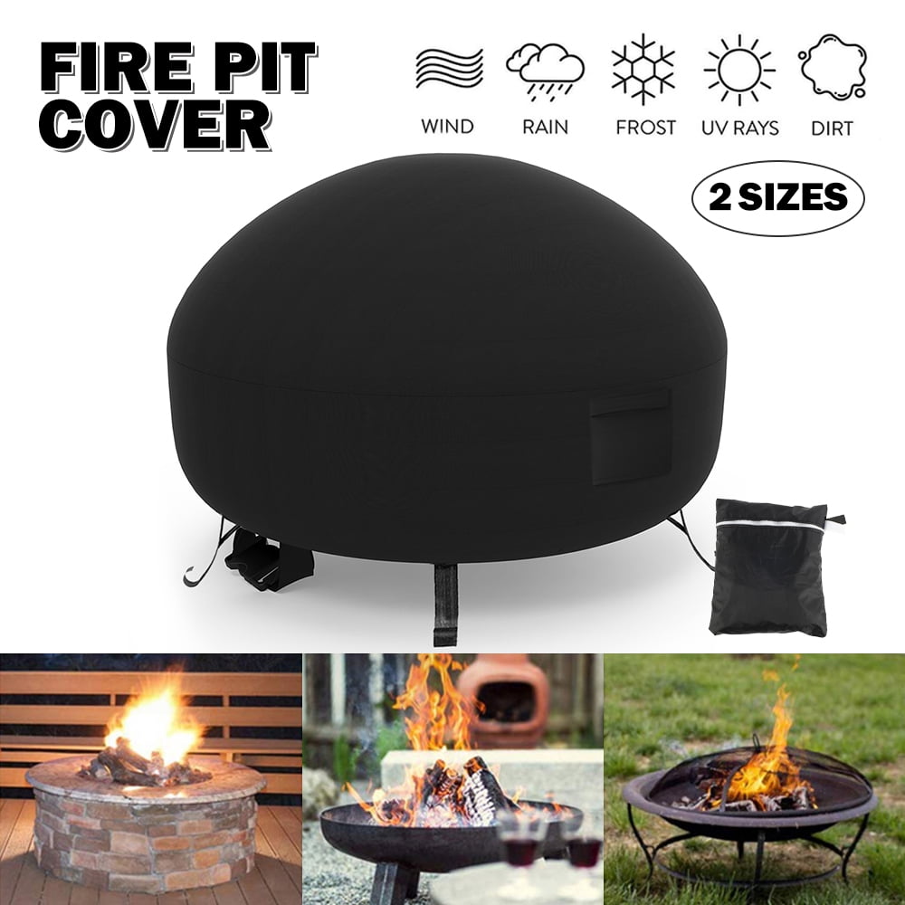 MeteorFlying Round Fire Pit Cover Waterproof Dustproof Heavy Duty Firepit Cover Outdoor Garden Bowl Table Cover Patio Firepit Bowl Cover Grill Stove Protective Cover 122x46cm