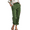 Army Green, variant on Womens Casual Loose Pants Comfy Cropped Work Pants with Pockets Elastic High Waist Paper Bag Pants Army Green S