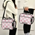 thumbnail image 5 of FORMRS Student Insulated Lunch Bag with Shoulder Strap Reusable Cooler Box for School, Pink Checkered Heart, 5 of 9