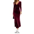 thumbnail image 2 of Vestido ajustado Sonducket elegante de manga larga con cuello en V verde negruzco S, 2 of 6
